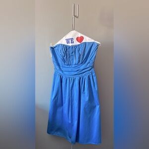 David’s Bridal light blue strapless knee length dress with pockets!